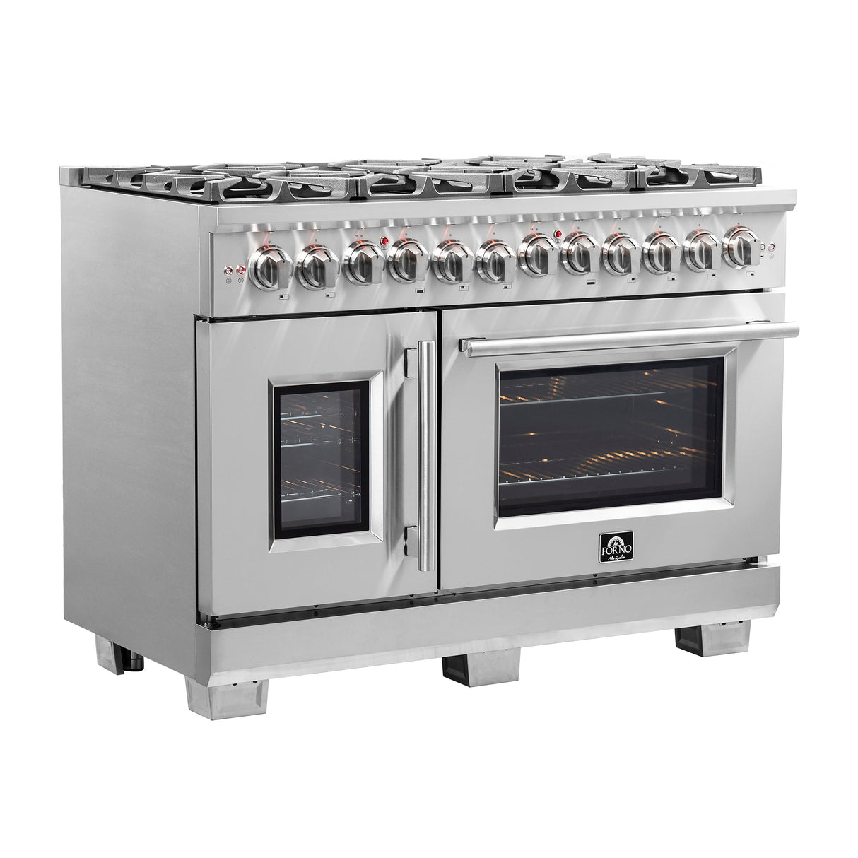FORNO Capriasca 48" 6.58 cu. ft. Dual Fuel Range with French Door and 8 Sealed Burners, FFSGS6387-48