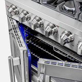 FORNO Massimo 36" 5.36 cu. ft. Freestanding French Door Gas Range with 6 Burners, FFSGS6439-36