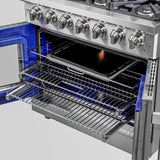 FORNO Massimo 36" 5.36 cu. ft. Freestanding French Door Gas Range with 6 Burners, FFSGS6439-36