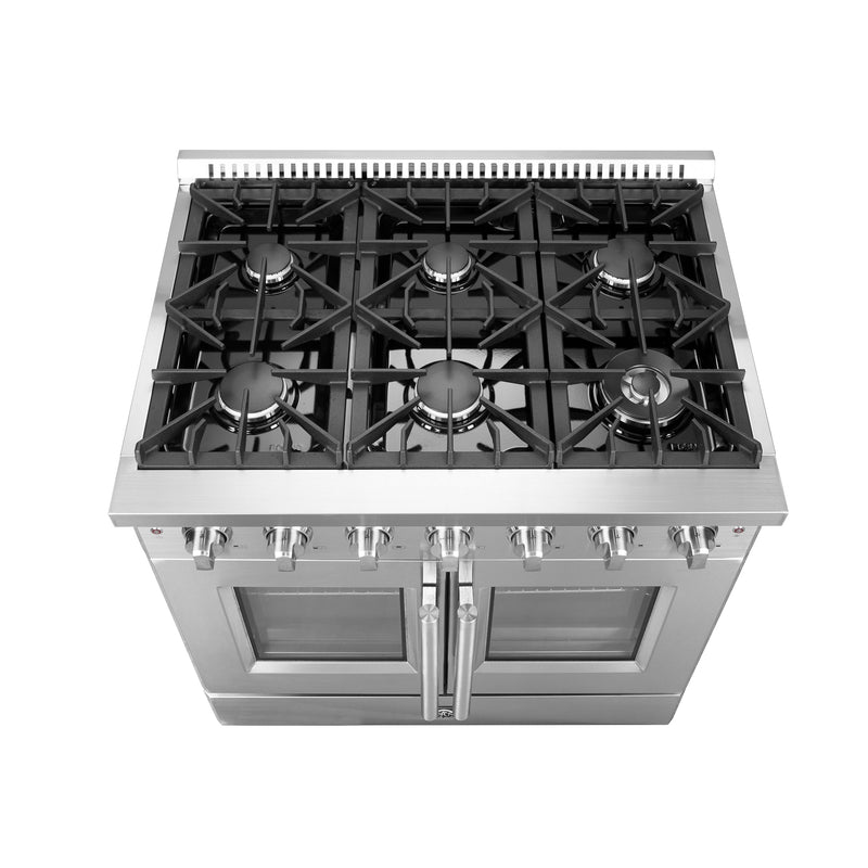 FORNO Galiano 36" 5.36 cu. ft. Freestanding Gas Range with French Door and 6 Burners, FFSGS6444-36