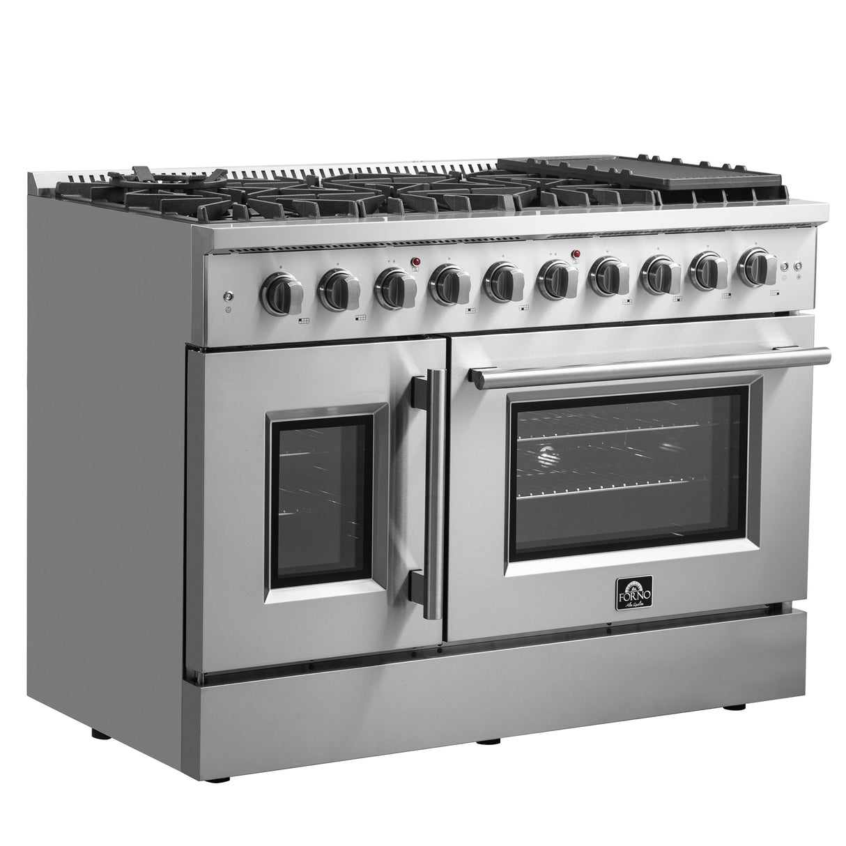 FORNO Galiano 48" 6.58 cu. ft. Freestanding Gas Range with French Door and 8 Burners, FFSGS6444-48