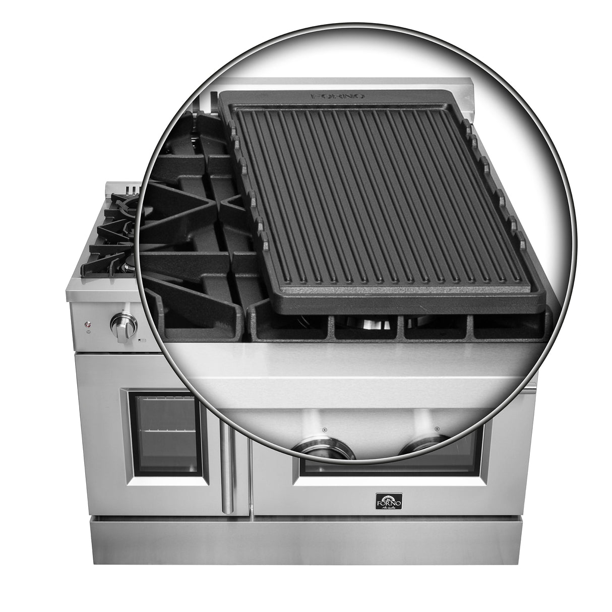 FORNO Galiano 48" 6.58 cu. ft. Freestanding Gas Range with French Door and 8 Burners, FFSGS6444-48
