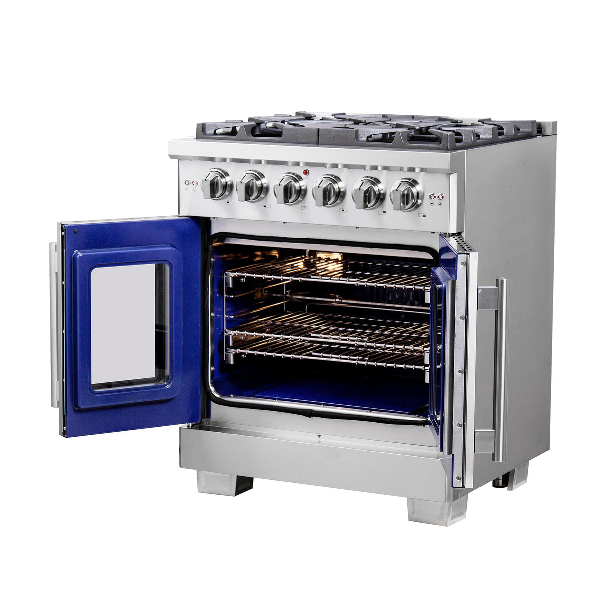 FORNO Capriasca 30" 4.32 cu. ft. Professional Gas Range with French Door and 5 Sealed Burners, FFSGS6460-30