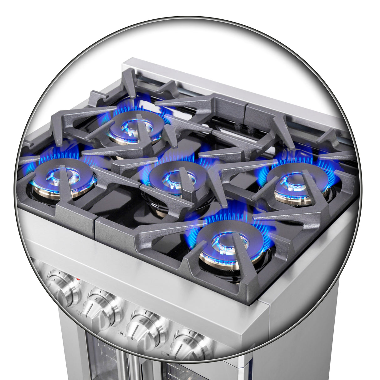 FORNO Capriasca 30" 4.32 cu. ft. Professional Gas Range with French Door and 5 Sealed Burners, FFSGS6460-30