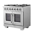 FORNO Capriasca 36" 5.36 cu. ft. Professional Gas Range with French Door and 6 Sealed Burners, FFSGS6460-36