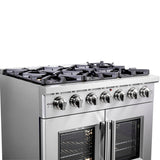 FORNO Capriasca 36" 5.36 cu. ft. Professional Gas Range with French Door and 6 Sealed Burners, FFSGS6460-36