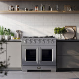 FORNO Capriasca 36" 5.36 cu. ft. Professional Gas Range with French Door and 6 Sealed Burners, FFSGS6460-36