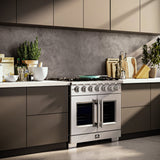FORNO Capriasca 36" 5.36 cu. ft. Professional Gas Range with French Door and 6 Sealed Burners, FFSGS6460-36