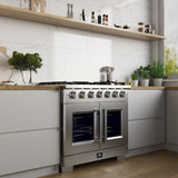 FORNO Capriasca 36" 5.36 cu. ft. Professional Gas Range with French Door and 6 Sealed Burners, FFSGS6460-36