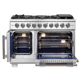 FORNO Capriasca 48" 6.58 cu. ft. Professional Gas Range with French Door and 8 Sealed Burners, FFSGS6460-48