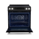 FORNO Espresso Donatello 30" 5 cu. ft. Induction Range with Air Fry and Self-Clean in Black and Silver Handles, FFSIN0905-30BLK