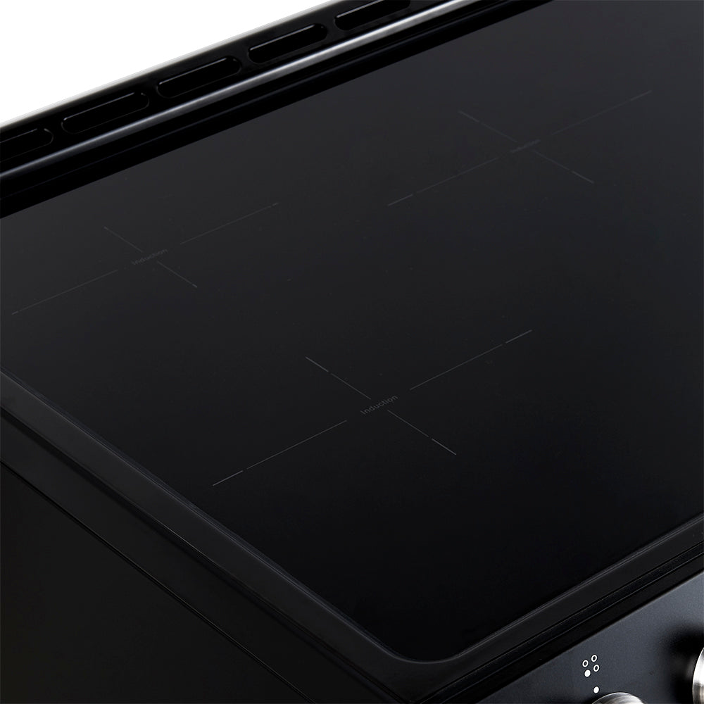 FORNO Espresso Leonardo 30" 5 cu. ft. Induction Range with Knob Control in Black and Antique Brass Accents, FFSIN0982-30BLK