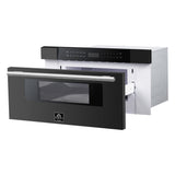 FORNO Espresso Capoliveri 30" 1.2 cu. ft. Built-In Microwave Drawer in Black with Silver Handles, FMWDR3000-30BLK