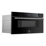 FORNO Espresso Capoliveri 30" 1.2 cu. ft. Built-In Microwave Drawer in Black with Silver Handles, FMWDR3000-30BLK