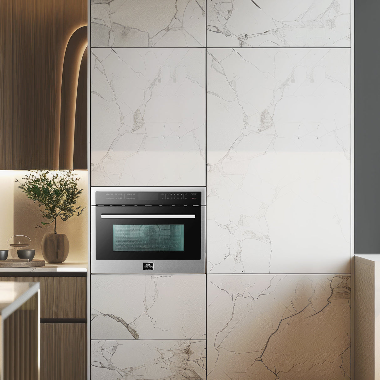 FORNO Oliena 24" 1.6 cu.ft  Built-In Microwave Oven in Stainless Steel, FMWDR3093-24