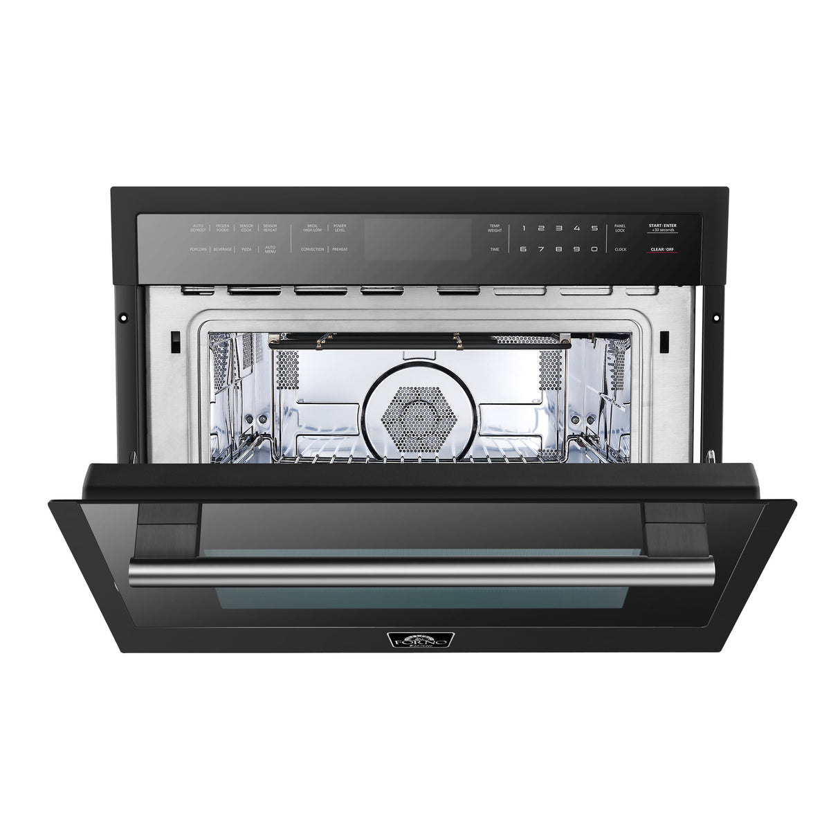 FORNO Espresso Oliena 24" 1.6 cu. ft. Built-In Microwave Oven in Black with Silver Handles, FMWDR3093-24BLK