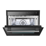 FORNO Espresso Oliena 24" 1.6 cu. ft. Built-In Microwave Oven in Black with Silver Handles, FMWDR3093-24BLK