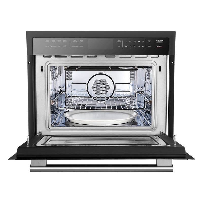FORNO Espresso Oliena 24" 1.6 cu. ft. Built-In Microwave Oven in Black with Silver Handles, FMWDR3093-24BLK