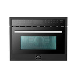 FORNO Espresso Oliena 24" 1.6 cu. ft. Built-In Microwave Oven in Black with Silver Handles, FMWDR3093-24BLK