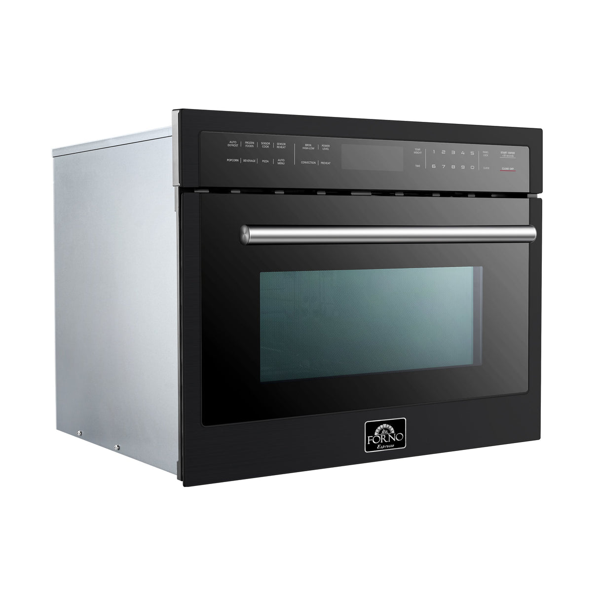 FORNO Espresso Oliena 24" 1.6 cu. ft. Built-In Microwave Oven in Black with Silver Handles, FMWDR3093-24BLK