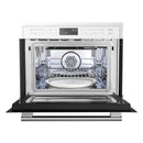 FORNO Espresso Oliena 24" 1.6 cu. ft. Built-In Microwave Oven in White with Silver Handles, FMWDR3093-24WHT