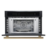 FORNO Espresso Oliena 30" 1.6 cu. ft. Built-In Microwave Oven in Black with Antique Brass Handles, FMWDR3093-30BLK