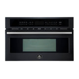 FORNO Espresso Oliena 30" 1.6 cu. ft. Built-In Microwave Oven in Black with Silver Handles, FMWDR3093-30BLK