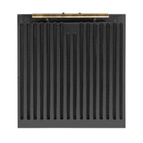 FORNO Espresso Package - 30" Electric Range, Range Hood and Refrigerator in Black with Antique Brass Handles