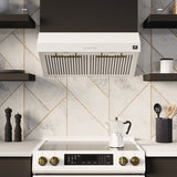 FORNO Espresso Package - 30" Electric Range, Range Hood and Refrigerator in White with Silver Handles