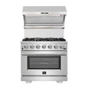 FORNO Appliance Package - 36 Inch Gas Range, Wall Mount Range Hood, 60 Inch Refrigerator, AP-FFSGS6244-36-4