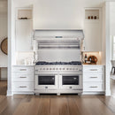 FORNO Savona 60" 1200 CFM Wall Mount Range Hood with Backsplash, Warming Lamp and Shelf, FRHWM5029-60HB