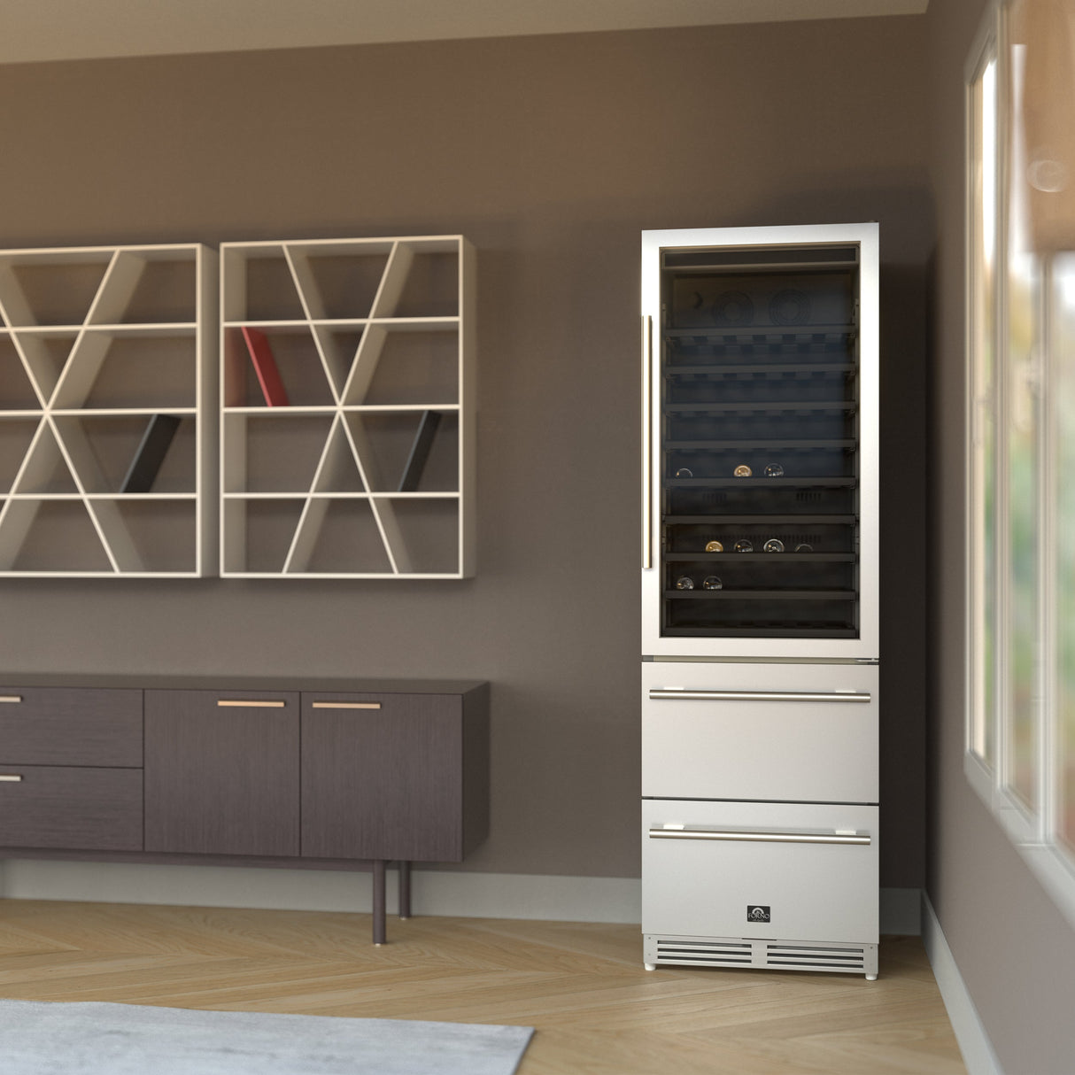 FORNO Azienda 24" 108 Bottle Triple Zone Wine Cooler, FWCDR6628-24S