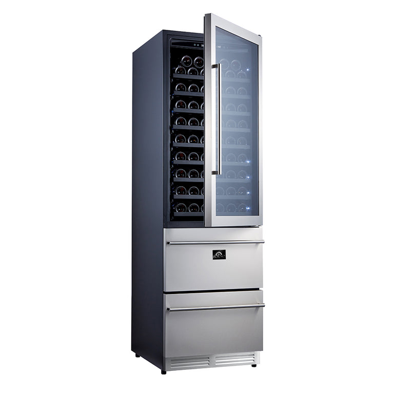 FORNO Appliance Package - 30" Dual Fuel Range, 30" Range Hood, 60" Refrigerator, Dishwasher, Microwave Drawer, Wine Cooler, AP-FFSGS6125-30-W-9