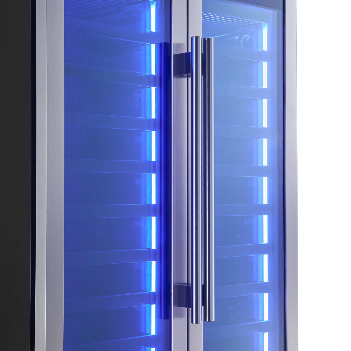 FORNO Campania 32" 120 Bottle Triple Zone French Door Wine Cooler with 2 Beverage Drawers, FWCDR6635-32S