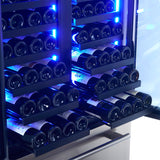FORNO Campania 32" 120 Bottle Triple Zone French Door Wine Cooler with 2 Beverage Drawers, FWCDR6635-32S