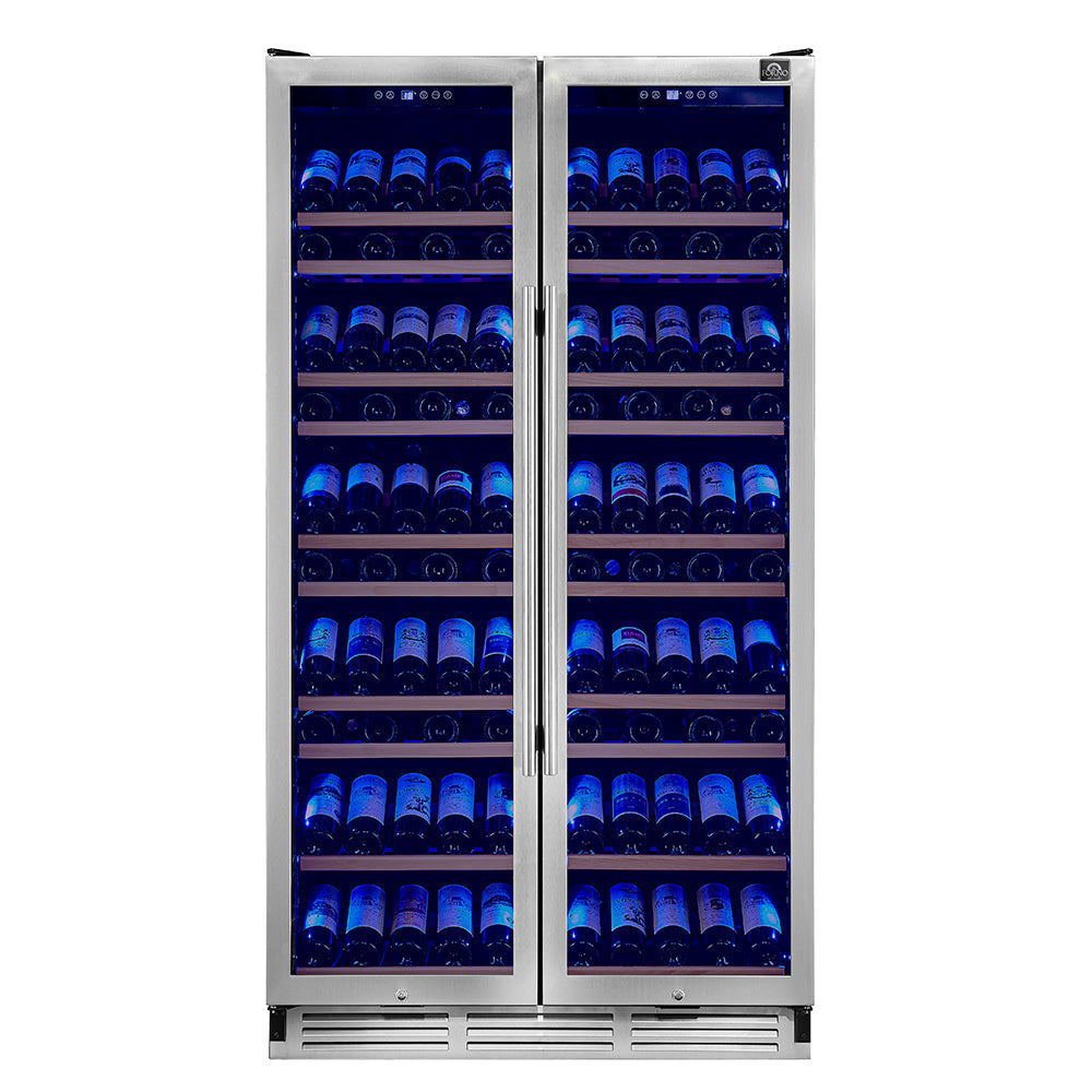 FORNO Vernazza 40" 25.07 cu.ft. 166 Bottle Dual Zone Wine Cooler in Stainless Steel, FWCDR6642-40S