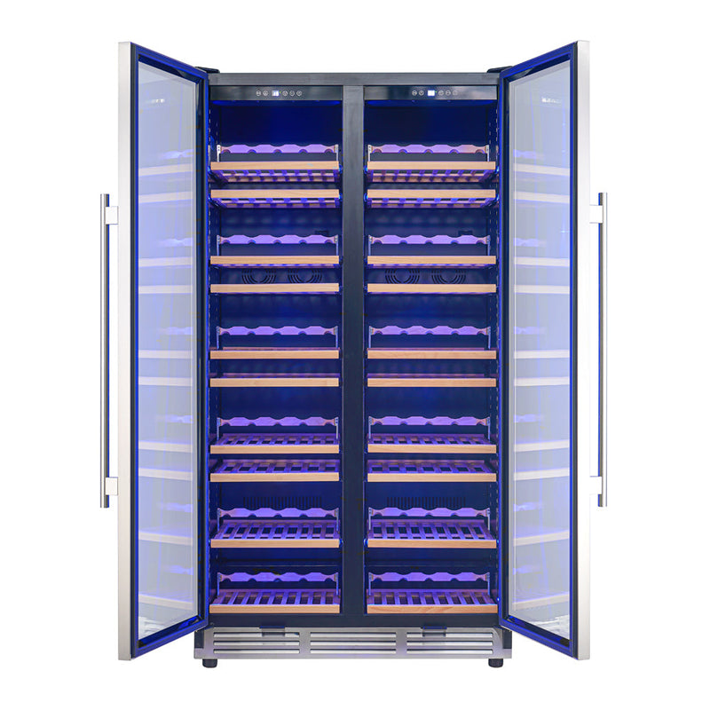 FORNO Vernazza 40" 25.07 cu.ft. 166 Bottle Dual Zone Wine Cooler in Stainless Steel, FWCDR6642-40S