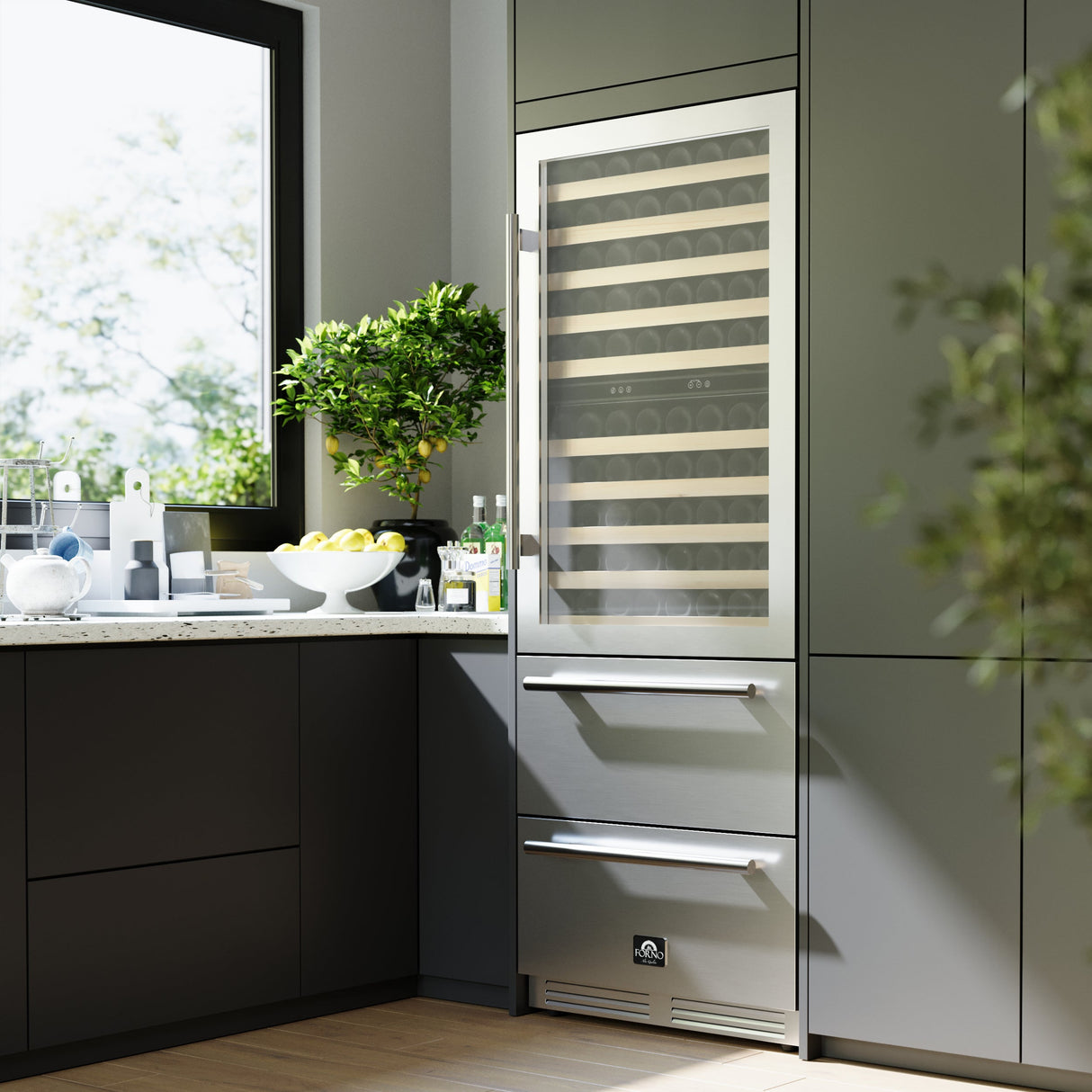 FORNO Celano 30" 21.3 cu.ft. 150 Bottle and 252 Can Dual Zone Wine Cooler, FWCDR6697-30S