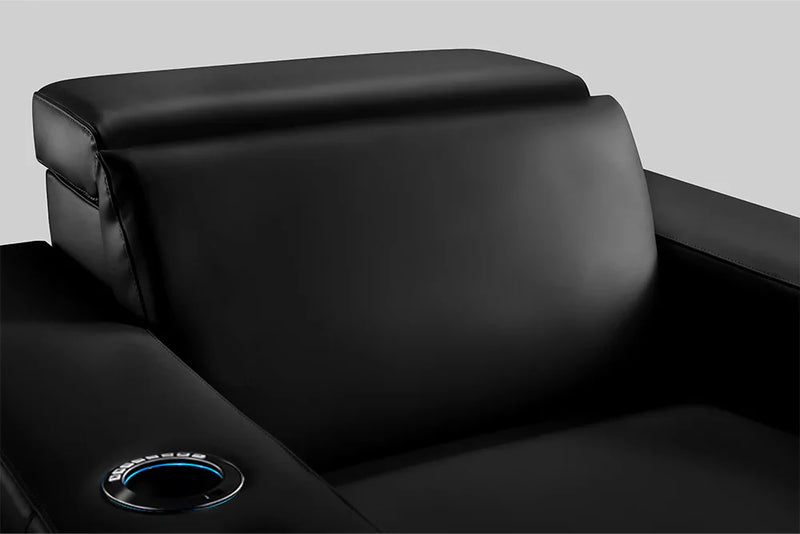 Valencia Barcelona Leather Home Theater Seating Row of 3, Midnight Black
