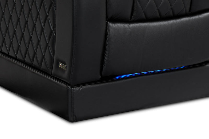 Valencia Tuscany Leather Home Theater Seating with Risers Row of 2, Midnight Black