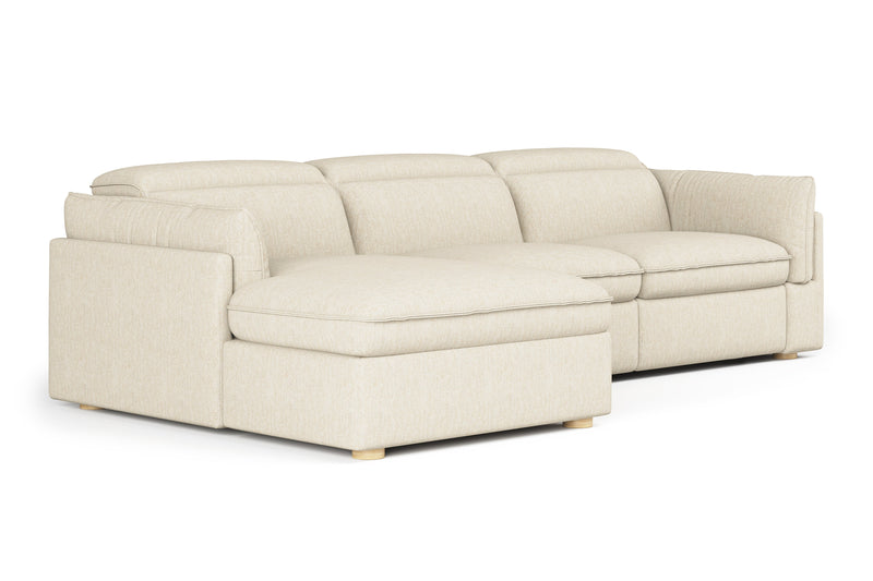 Valencia Fernanda Fabric Modular Sectional Sofa, Three Seats with Left Chaise, Beige