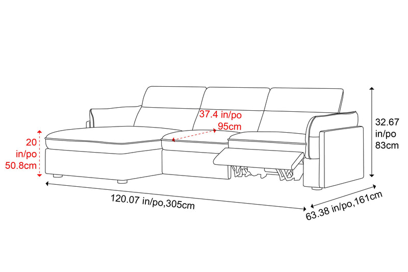 Valencia Fernanda Fabric Modular Sectional Sofa, Three Seats with Left Chaise, Beige