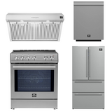 FORNO Espresso Package - 30" Induction Range, Range Hood, 36" Refrigerator with Ice Maker and Dishwasher in Stainless Steel