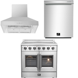 FORNO Package - 36" Electric French Door Range, Wall Mount Range Hood and Dishwasher, AP-FFSEL6917-36-3PK-2
