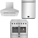 FORNO Package - 36" Electric French Door Range, Wall Mount Range Hood and Dishwasher, AP-FFSEL6917-36-3PK-2