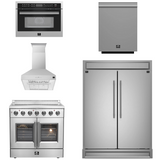 FORNO Package - 36" Electric French Door Range, Wall Mount Range Hood, Refrigerator, Dishwasher and Microwave, AP-FFSEL6917-36-5PK-1