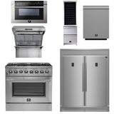 FORNO Appliance Package - 36 Inch Dual Fuel Range, Range Hood, Refrigerator, Microwave Drawer, Dishwasher, Wine Cooler, AP-FFSGS6156-36-9