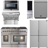 FORNO Appliance Package - 48" Dual Fuel Range, 48" Range Hood, Dishwasher, 48" Refrigerator, Microwave Drawer, Wine Cooler, AP-FFSGS6156-48-14