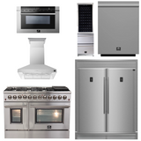 FORNO Appliance Package - 48" Dual Fuel Range, Range Hood, 60" Refrigerator, Dishwasher, Microwave, Wine Cooler