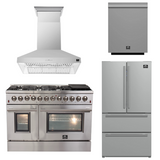 FORNO Appliance Package - 48" Gas Burner, Electric Oven Range, Range Hood, 36" Refrigerator, Dishwasher, AP-FFSGS6156-48-21